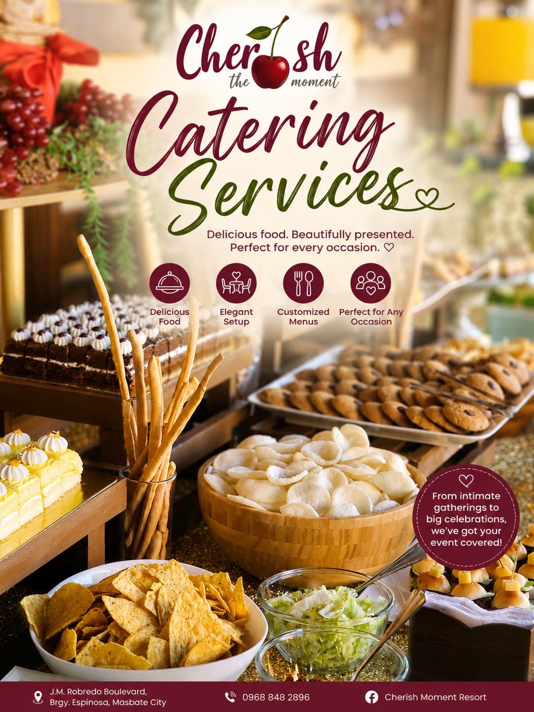 Catering spread prepared by Cherish Resort